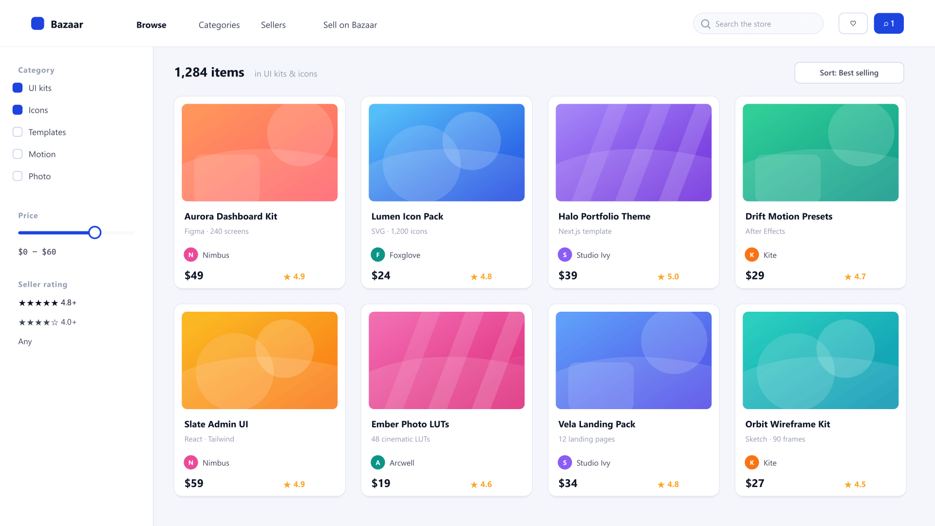 Bazaar Market — marketplace browse and filters