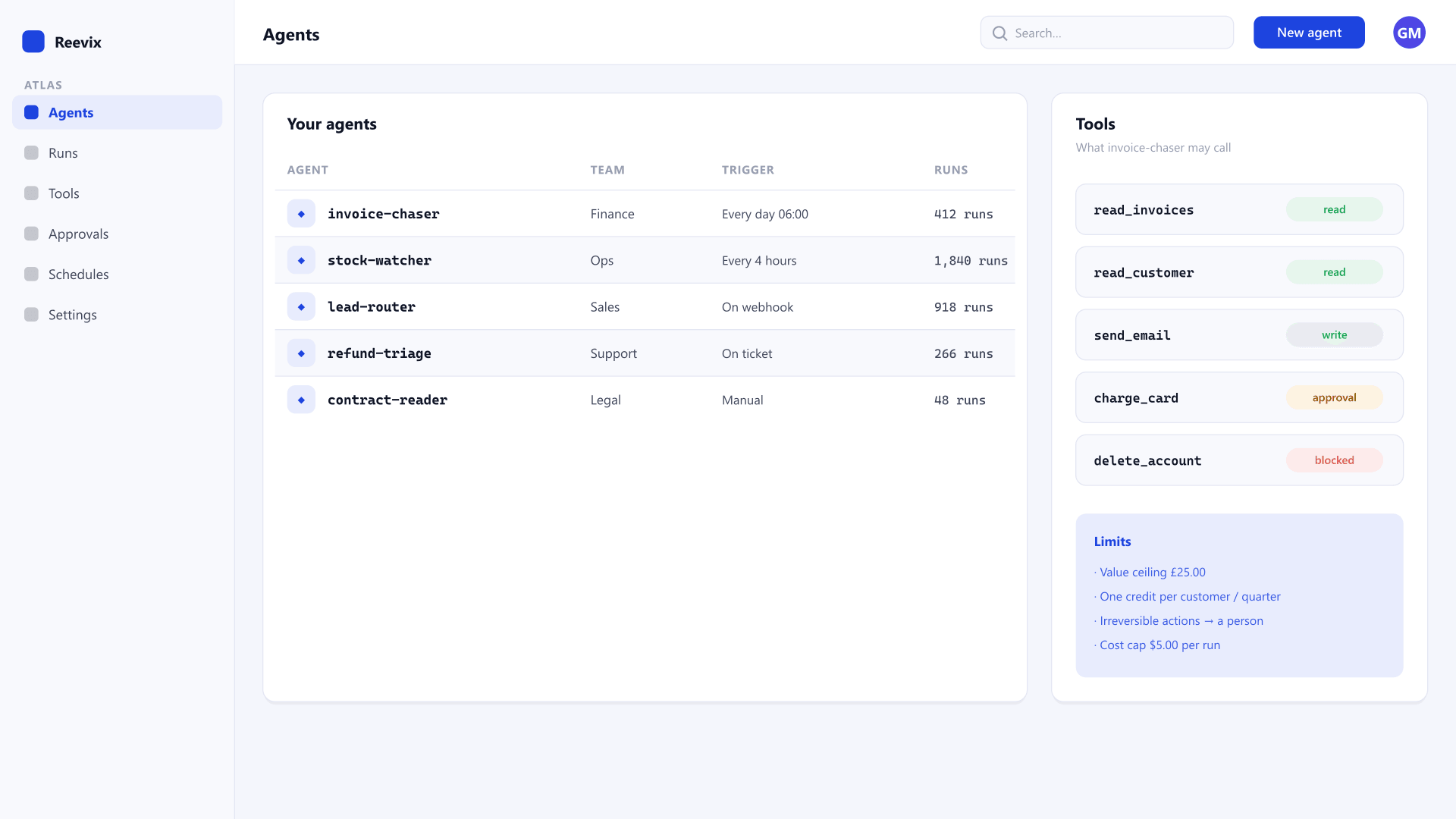 Atlas Workbench — agent and tool registry