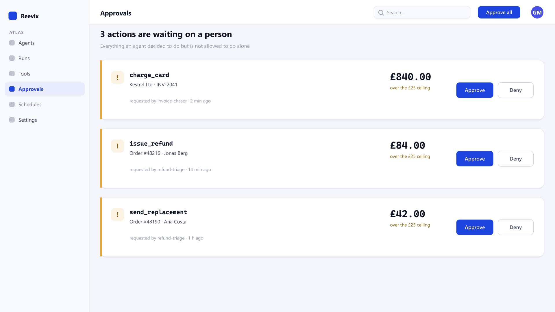 Atlas Workbench — approval queue